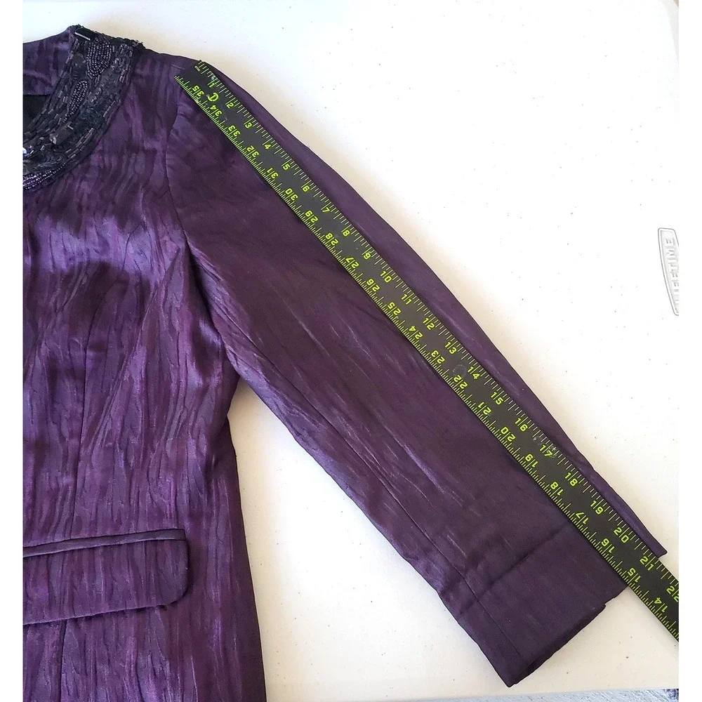 Chicos Jacket Womens Medium‎ Purple Beaded Elegant Fall Holiday Formal Lux Glam